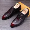 Oryginalne skórzane mężczyźni sukienka krokodylowa skórzane buty koronkowe buty weselne Mans Business Office Oxfords Flats Plus Size for Boys Party Buty