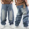 Hrem estilo grandes jardas jeans masculino novo hip hop baggy jeans hip solto calças retas calças casuais long263u