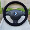 DIY All Black Wildleder Roter Faden Handgenähter Wrap Lenkradbezug für BMW E46 E39 330i 540i 525i 530i 330Ci M3 2001-032728