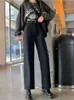 Calças de brim femininas mulher preto primavera verão vintage cintura alta perna larga denim calça longa moda harajuku streetwear reto