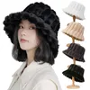 Large bord chapeaux seau hiver unisexe Harajuku fausse fourrure pêche pêcheur chapeau en plein air chaud Bob Panama casquette pour femmes dame épaissir casquettes décontractées 230915