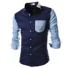 Camisa social masculina de manga comprida, banquetes de negócios, camisas formais da moda, slim, casual, macia, camisas 2771