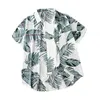 Гавайская рубашка с короткими рукавами, мужская осенняя свободная литературная повседневная мужская рубашка для пляжного отдыха с принтом листьев деревьев, рубашки216b