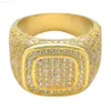 Gold Plated Micro Set Zircon Ring Hiphop CZ Ring Men's Full Diamond Ring