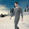 Zestawy bielizny termicznej męskiej dla mężczyzn Zimowe rajstopy legginsy garnituru przyjazne dla skóry długie spodne