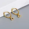 Hoop Huggie 18K Gold 100% Authentic 925 Sterling Silver Blue Eye Evil Earrings Syckel Kvinnor CE129246B