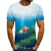 Men's T Shirts 2023 Summer Short Sleeve Sports Fitness T-Shirt Warm Fashion BreaThable Deep Sea Shape Top