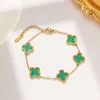 Designer New Single Sided Four Leaf Grass 18k gold Colorless Women's Bracelet Light Luxury Small Size Five Flower Handicraft