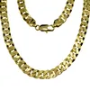 Mäns cool 60 cm 18k Guldfylld 9mm guldton Curb Chain Halsband N323 65G271B