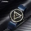 Orologi da uomo di alta qualità creativo triangolo invertito Orologio da lavoro in maglia d'acciaio Orologio multifunzionale piccolo a tre aghi impermeabile da 42 mm