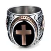 Mens Stainless Steel Celtic Medieval Cross Ring Punk Men Rings Rock Rings Silver Black Size 7-13205y