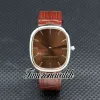 TW F New Golden Ellipse 3738/100G-012 Miyota 9015 Autoamtic Mens Watch Brown Dial Steel Case Brown Lather Strap Gents Watches Watches Watches