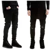 Jeans da uomo Moda Uomo di marca Nero Skinny Strappato Stretch Slim Hip Hop Swag Denim Pantaloni da motociclista Jogger1298S