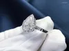 Pierścienie klastra 14K AU585 Białe złote kobiety w przyjęciu na przyjęcie zaręczynowe 1 2 3 4 5 Woda Drop Pear Morsanite Diamond Trapezoid