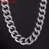 Granny Chic High Quality 316L rostfritt stålhalsband armband Curb Cuban Link Silver Color Mens Chain 17mm breda smycken 7-40quo280s