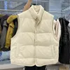 Gilets pour femmes 2023 Body Warmer Down Coton Gilet Veste Lâche Blanc Épais Gilet Zipper Manteau