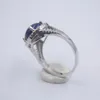 Bagues de cluster Solide S925 Sterling Silver Femmes Bague Lapis Lazuli Parfait Rond 14mmW US6-9