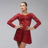 Abbigliamento da palco Vestito da ballo latino sexy per donna Manica lunga in pizzo Tap Dancewear Costume da spettacolo Tango Outfit Designer DQ1142