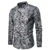 Fashion Trend Men's Long Sleeve Button Shirt Tops Slim Fit Unique Stylish Snake Skin Pattern Shirts Pre-fall Clothes278q