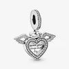 New Arrival Charms 925 Sterling Silver Heart and Angel Wings Dangle Charm Fit Original European Charm Bracelet Fashion Jewelry Acc288m