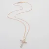 45 cm Lusso S925 designer originale Ragazze collana girocollo con croce di diamanti donne eleganti Amore oro rosa 18 carati rosa pendente con incisione 1,6 * 2,2 cm Gioielli di Natale