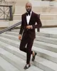 Mäns kostymer Bourgogne Velvet Suit For Men Shawl Lapel One Button Prom Slim Fit Blazer Tuxedos Groom Wedding 2 Piece Jacket Pants