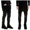 Jean noir déchiré pour hommes, nouvelle mode, Slim, extensible, hip hop, swag, denim, moto, pantalon de motard, Jogger244V