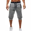 Pantalon capris en coton pour hommes pantalon de jogging court en coton mince pantalon à taille élastique avec poches et pantalon de sport à cordon de serrage Harem Trou272E