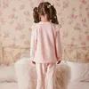 Zestawy odzieży zima urocze dzieci śpiąca dziewczyna Coral aksamitna różowa piżama