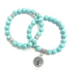 SN0643 Bijoux Arbre de Vie Yoga Mala Bracelet Turquoise Protection de Guérison Élastique Perles Empilage Bracelet Bijoux Spirituels227D