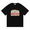 2023 Herr- och kvinnors mode-t-shirt varumärke Rhude s Print Street överdimensionerad enkel illustration Kort ärm tee-par M294A
