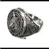 Anneaux de bande Totem de loup celtique rétro à la mode pour hommes, anneaux gothiques Viking Steampunk sculptés avec des animaux, cadeau de fête à la mode AB867340s