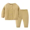 Ensembles de vêtements ensemble tricoté enfant bébé séparé printemps et automne filles pull couleur unie col rond cardigan 230915