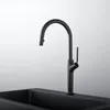 Robinets de cuisine, robinet extractible en laiton gris noir et mélangeur d'eau froide, évier anti-éclaboussures, robinet rotatif à 360 degrés à trou unique