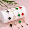 Designer New Single Sided Four Leaf Grass 18k gold Colorless Women's Bracelet Light Luxury Small Size Five Flower Handicraft