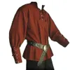 メンズカジュアルシャツヨーロッパの中世の男性ファッションビンテージスタイルのルネッサンススタンドカラールーズリネンシャツ男性プリンスservan224s