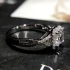 14K White Gold Square Cut Diamond Ring For Women Zircon Gemstone Engagement Wedding Rings topaz Fine Jewelry Gifts298z