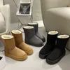 Nieuwe dameslaarzen zwart grijs kaki dikke zolen middenronde warme pluizige sneeuwlaarzen Designer Botties katoenen schoenen