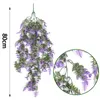 Flores decorativas rosa folhas plantas artificiais videiras lavanda parede pendurado simulação guirlanda casa decoração de jardim festa de casamento diy