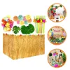 Cubiertas de mesa desechables 1 juego Falda de mesa de hierba Fiesta hawaiana Flores de papel Piña Hojas tropicales 230918