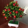 Flores decorativas plantas artificiais romã bonsai pequeno vaso de árvore falso ornamentos em vaso para decoração de casa el decoração do jardim
