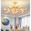 Ceiling Lights Chandeliers Led Art Pendant Lamp Modern Floral Crystal Lusters E14 Ceramic Flush Mounted