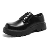 Black British Style Thick Bottom Round Toe Patent Leather Shoes Work Shoes Handmade Casual Formal Oxford Shoes Lace Up For Boys Party Dress Boots