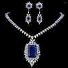 Halsbandörhängen Set Classic Teardrop Cubic Zirconia Chain Jewelry for Women Big Zircon Wedding Dress Accessories 2023