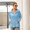 Dames Trenchcoats Damesjas Effen Kleur Buiten Capuchon Herfst Windjack Lange mouw Waterdicht Regen Uitloper Feminina 10 kleuren Y312