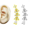 Stud Earrings Christmas Tree Internal Threaded Cubic Zirconia Labret 16L Steel Cartilage Tragus Piercing Flat Back