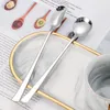 Spoons 304 Stainless Steel Crooked Head Spoon Ice Milk Tea Long Handle Honey Stirring