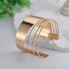 Designer Mental Punk Hard Bracelet for Women Bohemian Gold Color Cuff Bangle Indigenous Open Wide Wire Statement Hand Party Jewelry 2023