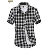 Mode hommes été tenue décontractée chemise hommes Plaid à manches courtes dessus de chemise Tee288b