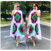 Ethnic Clothing Summer Women' S Dresses 2021 Big Flower Print Short Sleeves Loose Sexy Bazin Long Robe Elegant Nigeria Shirt 260J